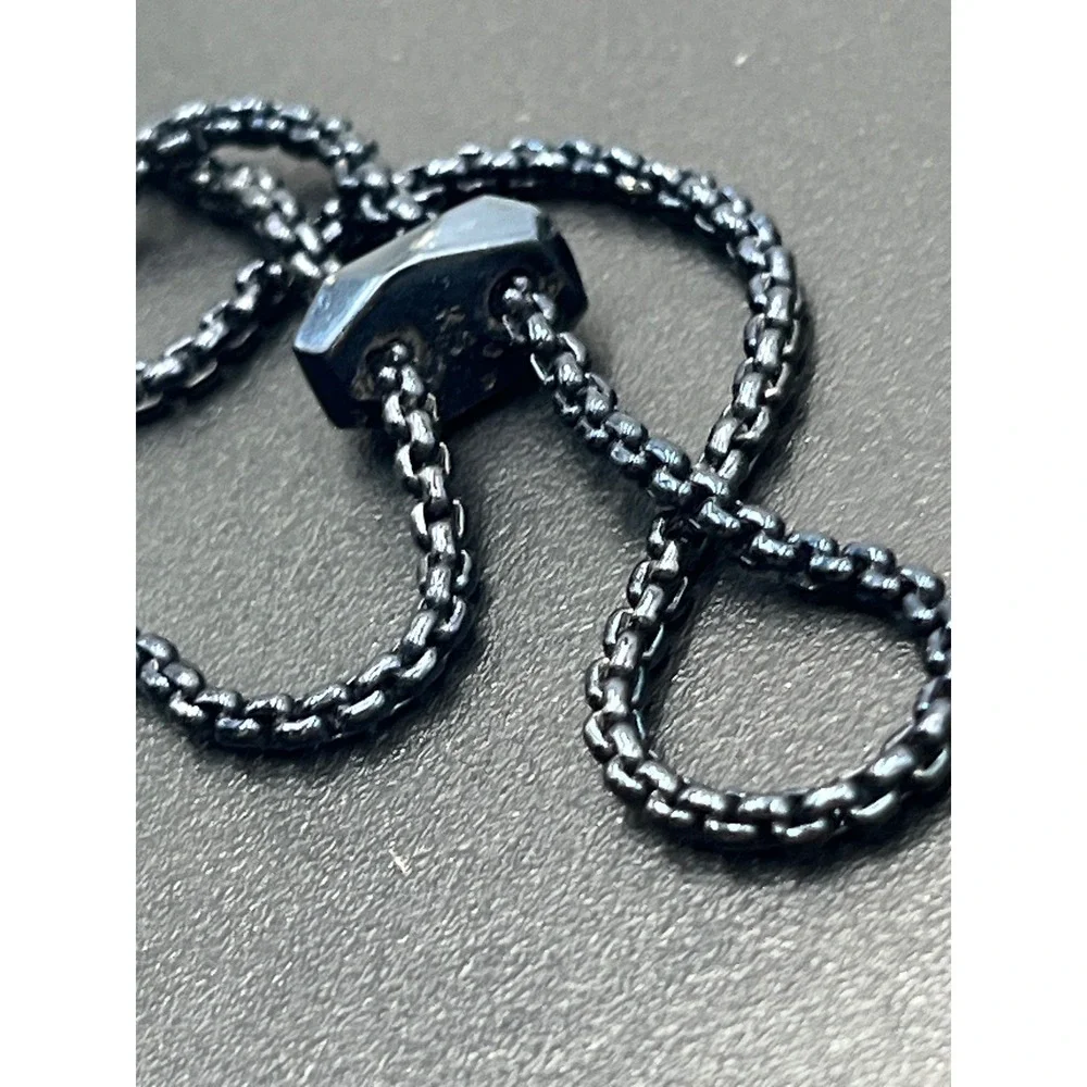 Kendra Scott Navy Gunmetal Daenerys Necklace in Indigo Dichroic Glass Adjustable